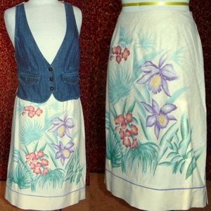 NEW IZOD pale yellow silk A-line skirt 10⤵️📧